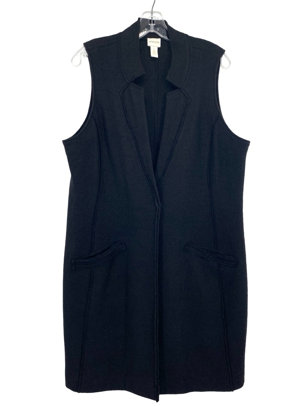 Chico’s Wool Long Sweater Vest Black Size Medium